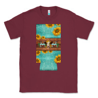 Burgundy mom hereford cattle sunflowers on tooled leather slim can cooler Classic Tee - BarkalooDesign