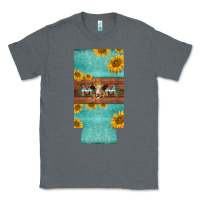 Charcoal Heather mom hereford cattle sunflowers on tooled leather slim can cooler Classic Tee - BarkalooDesign