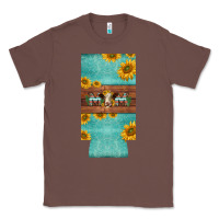 Chestnut mom hereford cattle sunflowers on tooled leather slim can cooler Classic Tee - BarkalooDesign