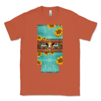 Copper mom hereford cattle sunflowers on tooled leather slim can cooler Classic Tee - BarkalooDesign