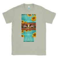 Matcha mom hereford cattle sunflowers on tooled leather slim can cooler Classic Tee - BarkalooDesign