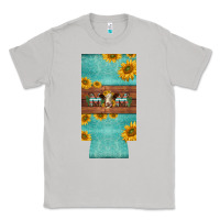 Moon Dust mom hereford cattle sunflowers on tooled leather slim can cooler Classic Tee - BarkalooDesign