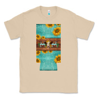 Mushroom mom hereford cattle sunflowers on tooled leather slim can cooler Classic Tee - BarkalooDesign