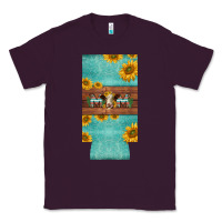 Plum mom hereford cattle sunflowers on tooled leather slim can cooler Classic Tee - BarkalooDesign