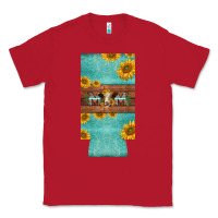 Red mom hereford cattle sunflowers on tooled leather slim can cooler Classic Tee - BarkalooDesign