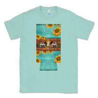 Seafoam mom hereford cattle sunflowers on tooled leather slim can cooler Classic Tee - BarkalooDesign