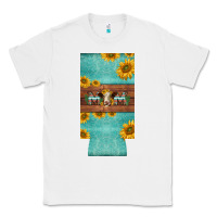 White mom hereford cattle sunflowers on tooled leather slim can cooler Classic Tee - BarkalooDesign