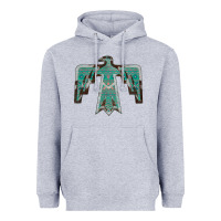 Heather Grey Cowhide Aztec Thunderbird Heavyweight Hoodie - Bettercallsaul