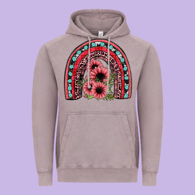 Valentines Sunflower Rainbow Vintage Hoodie Designed By Jahusdesignshop