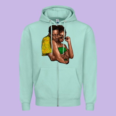 Black Couple Zipper Hoodie Designed By Nancycooperartshop