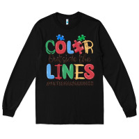Black color outside the lines autism awareness Long Sleeve Tee - MaliasSmallBusiness