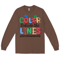 Chestnut color outside the lines autism awareness Long Sleeve Tee - MaliasSmallBusiness