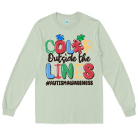 Matcha color outside the lines autism awareness Long Sleeve Tee - MaliasSmallBusiness