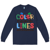 Navy color outside the lines autism awareness Long Sleeve Tee - MaliasSmallBusiness