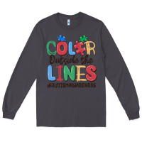 Smoke color outside the lines autism awareness Long Sleeve Tee - MaliasSmallBusiness