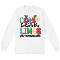 White color outside the lines autism awareness Long Sleeve Tee - MaliasSmallBusiness