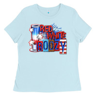 Baby Blue red white boozy billie wilder Ladies Tee - texasbilliewilder