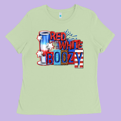 Red White Boozy Billie Wilder Ladies Tee Designed By Texasbilliewilder