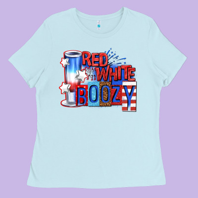 Red White Boozy Billie Wilder Ladies Tee Designed By Texasbilliewilder