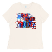 Bone red white boozy billie wilder Ladies Tee - texasbilliewilder