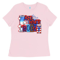 Bubblegum Pink red white boozy billie wilder Ladies Tee - texasbilliewilder