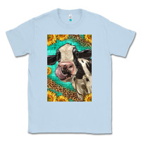 Dusty Blue Western Holstein Cow Classic Tee - LillyAllenDesigns
