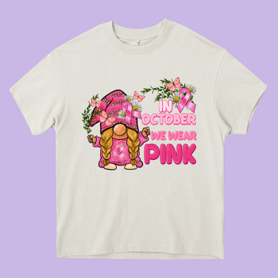 In October We Wear Pink Gnome Heavy Core Tee Designed By Barkaloodesign