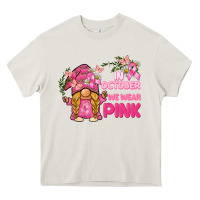 Cream in october we wear pink gnome Heavy Core Tee - BarkalooDesign