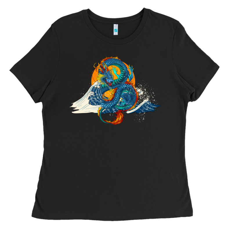 Blue Dragon Ocean Waves And Sun Ladies Tee by RanaPortraitStore | Teevron
