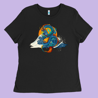 Blue Dragon Ocean Waves And Sun Ladies Tee Designed By Ranaportraitstore