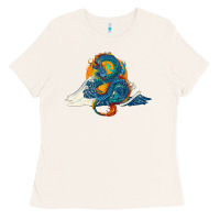 Bone blue dragon ocean waves and sun Ladies Tee - RanaPortraitStore