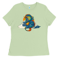 Matcha blue dragon ocean waves and sun Ladies Tee - RanaPortraitStore