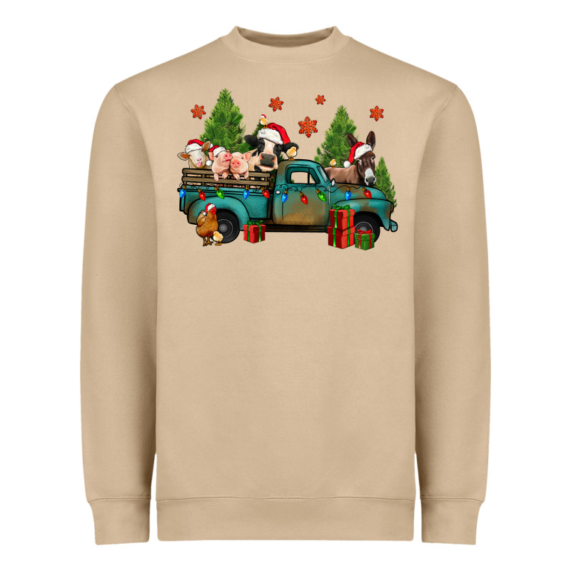 Christmas Farm Animals Truck Heavyweight Sweatshirt by Jasminsmagicworld | Teevron