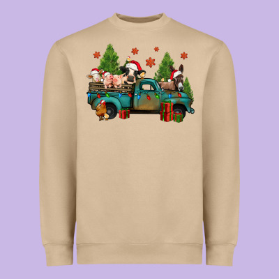 Christmas Farm Animals Truck Heavyweight Sweatshirt Designed By Jasminsmagicworld
