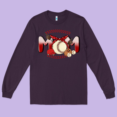 Baseball Mom Long Sleeve Tee Designed By Maliassmallbusiness