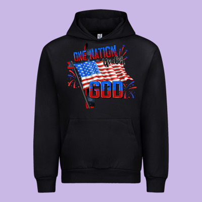 One Nation Under God 4th Of July Urban Hoodie Designed By Cowgirlartshop