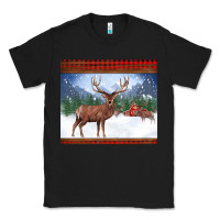 Black christmas reindeer red barn country farm christmas Classic Tee - BarkalooDesign