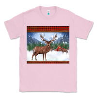 Bubblegum Pink christmas reindeer red barn country farm christmas Classic Tee - BarkalooDesign