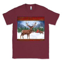 Burgundy christmas reindeer red barn country farm christmas Classic Tee - BarkalooDesign