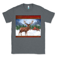 Charcoal Heather christmas reindeer red barn country farm christmas Classic Tee - BarkalooDesign