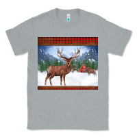 Heather Grey christmas reindeer red barn country farm christmas Classic Tee - BarkalooDesign