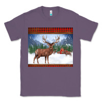 Lavender christmas reindeer red barn country farm christmas Classic Tee - BarkalooDesign