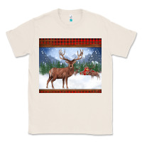 Natural christmas reindeer red barn country farm christmas Classic Tee - BarkalooDesign