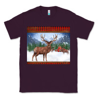 Plum christmas reindeer red barn country farm christmas Classic Tee - BarkalooDesign