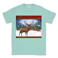 Seafoam christmas reindeer red barn country farm christmas Classic Tee - BarkalooDesign