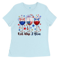 Baby Blue red wine and blue wine glasses Ladies Tee - texasbilliewilder