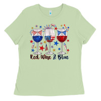 Matcha red wine and blue wine glasses Ladies Tee - texasbilliewilder