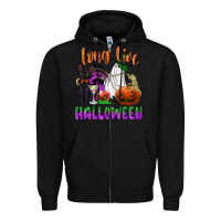 Black long live halloween Zipper Hoodie - NancyCooperArtShop