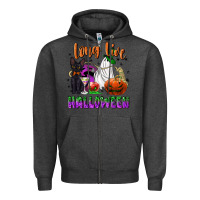 Charcoal Heather long live halloween Zipper Hoodie - NancyCooperArtShop
