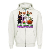 Oatmeal Heather long live halloween Zipper Hoodie - NancyCooperArtShop